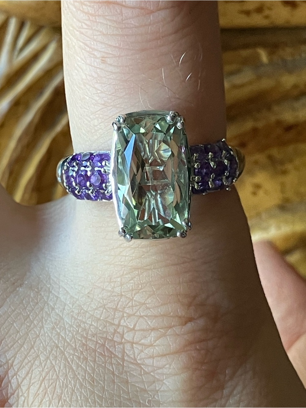 Prasiolite African Amethyst Ring Size 9